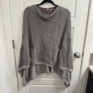 Anthropologie Poncho Moth Madison‎ Park Grey Ribbed Cashmere Blend XS/SM